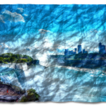 Összegyűrt hatás 01 - Természeti fotó a Niagara-vízesésről melynek az összegyűrt textúra fizikai mélységet ad a látványnak.