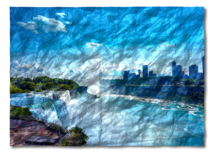 Összegyűrt hatás 03 - Természeti fotó a Niagara-vízesésről melynek az összegyűrt textúra fizikai mélységet ad a látványnak.