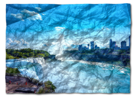 Összegyűrt hatás 12 - Természeti fotó a Niagara-vízesésről melynek az összegyűrt textúra fizikai mélységet ad a látványnak.